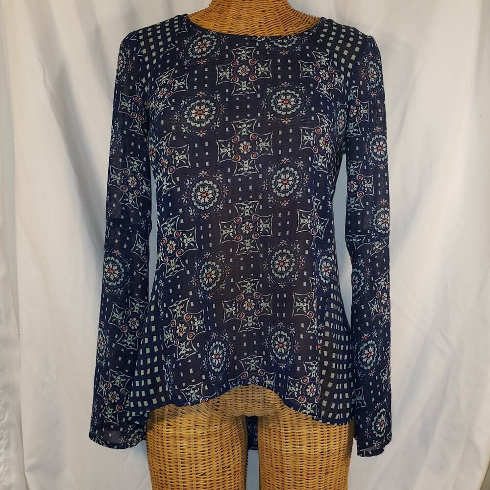 Red Camel Women's Sheer Printed Floral Blouse - XS